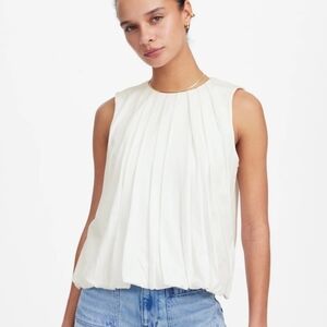 Madewell Sleeveless Crewneck Bubble Top Tank White Small